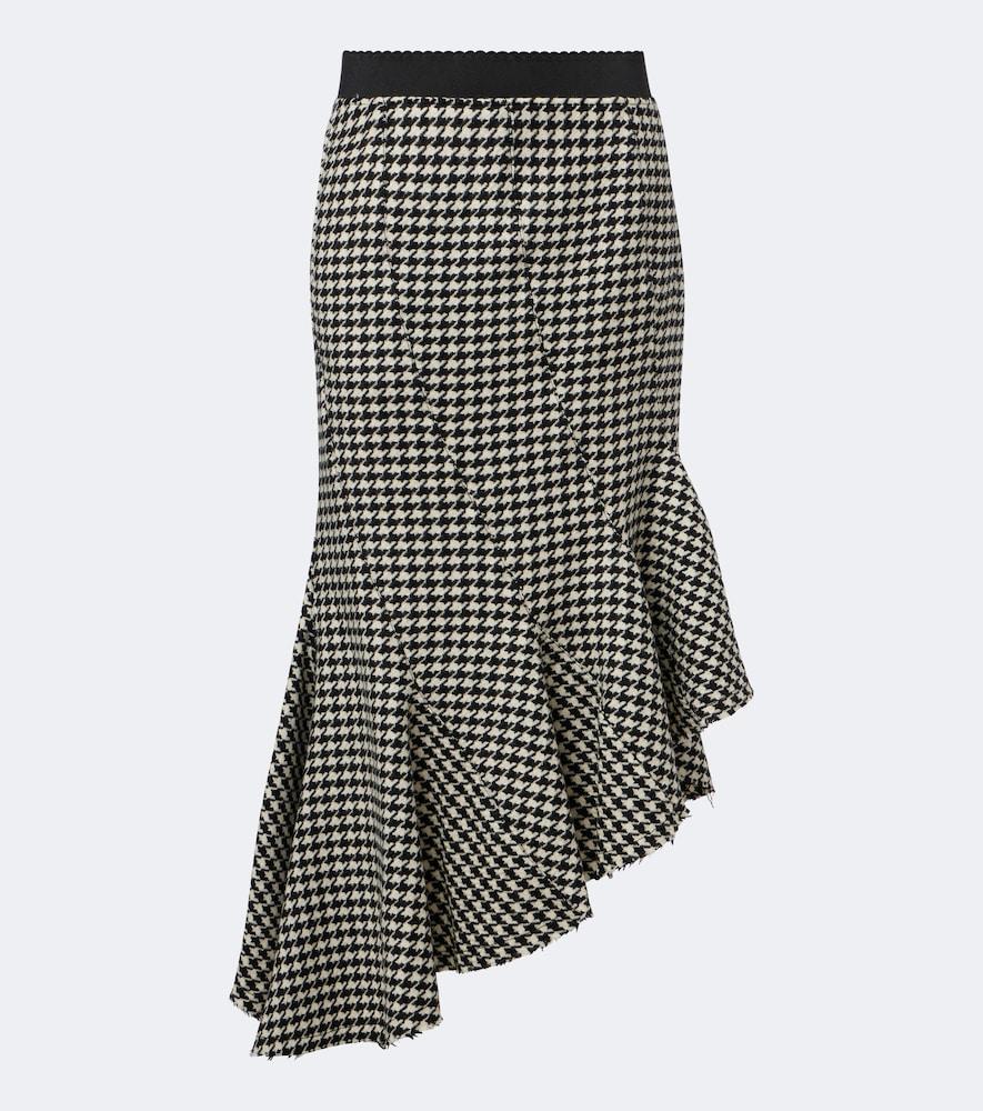 the attico ruffled houndstooth virgin wool midi skirt