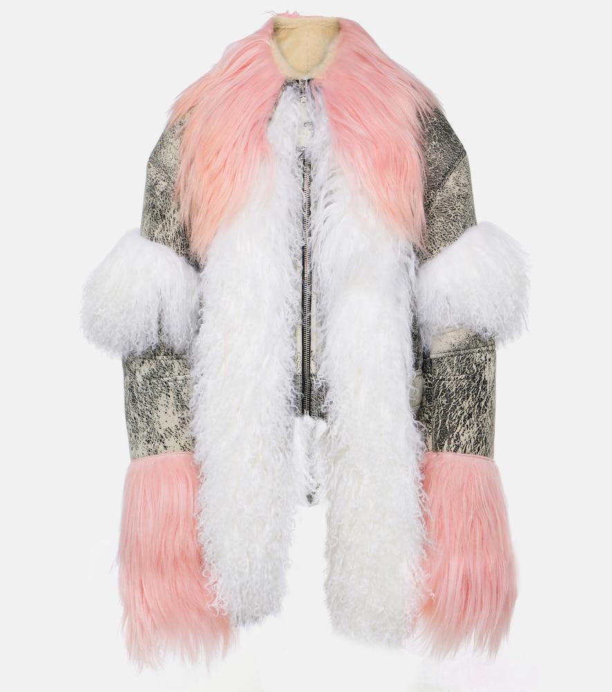 the attico shearling-trimmed leather jacket