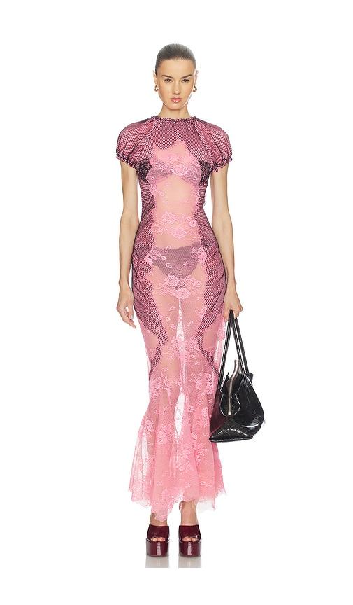 the attico sheer midi dress in pink. - size 38 (also in 40, 42)