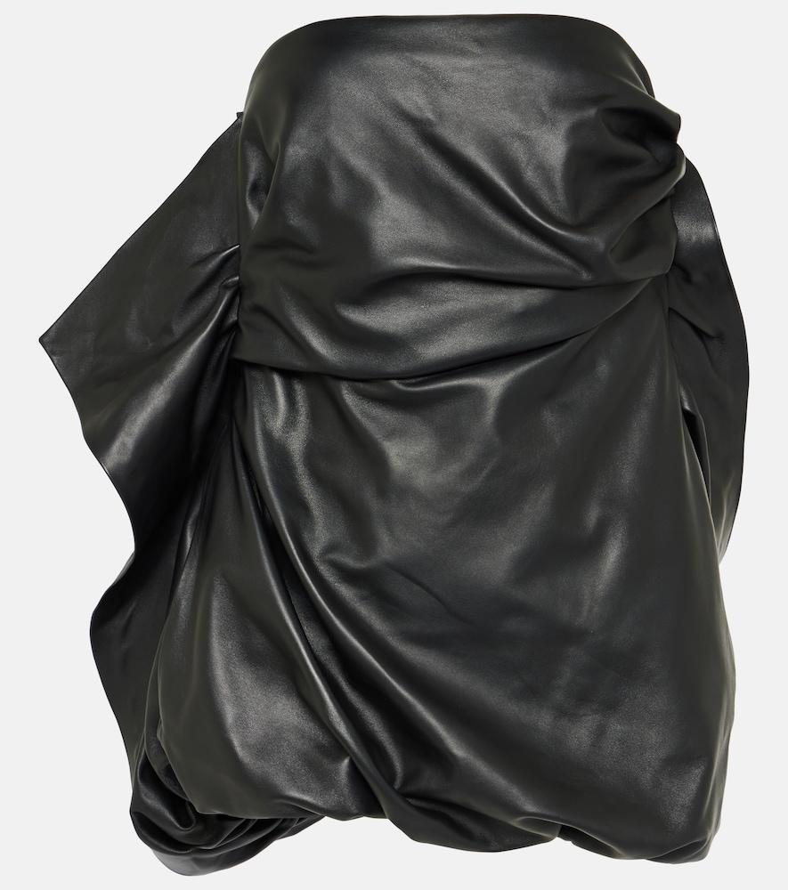 the attico strapless leather minidress