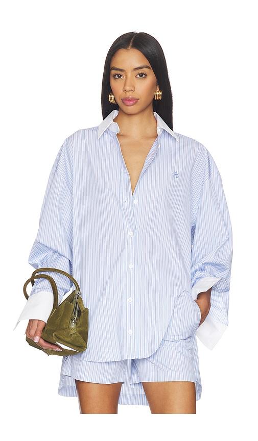 the attico striped button down shirt in baby blue. - size 36 (also in 38, 40, 42, 44)