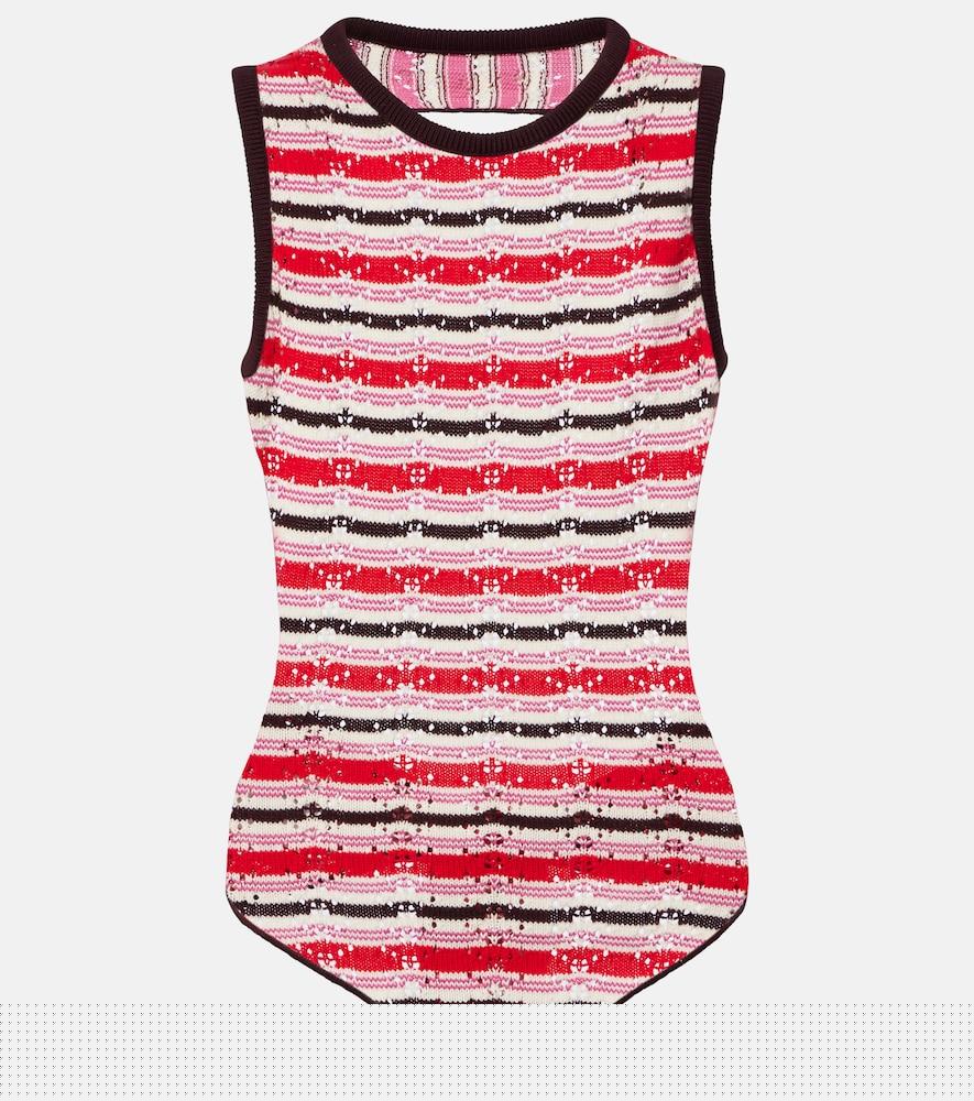 the attico striped crochet cotton top