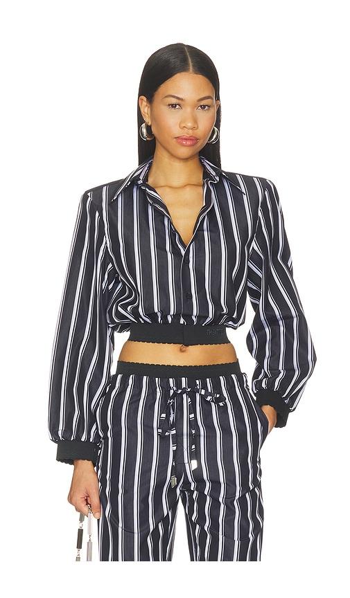 the attico striped poplin shirt in navy. - size 38 (also in 40, 42, 44)