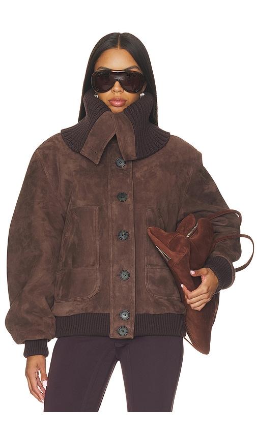 the attico suede bomber jacket in brown. - size 38 (also in 42)