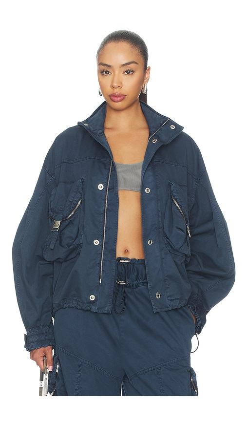 the attico utility bomber jacket in navy. - size 38 (also in 40, 42)