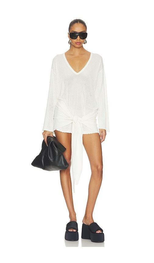the attico v neck mini dress in white. - size 40 (also in 42, 44)