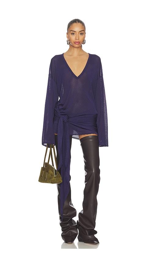 the attico wrap dress in navy. - size 36 (also in 38, 40)