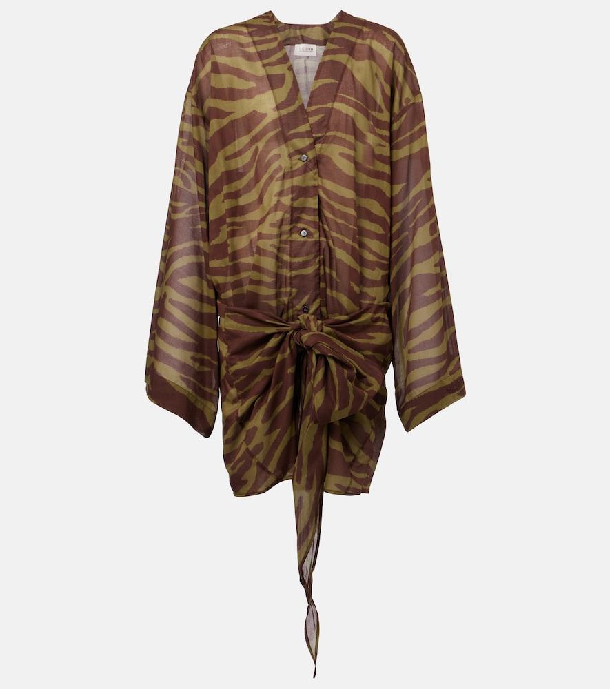 the attico zebra-print cotton muslin minidress