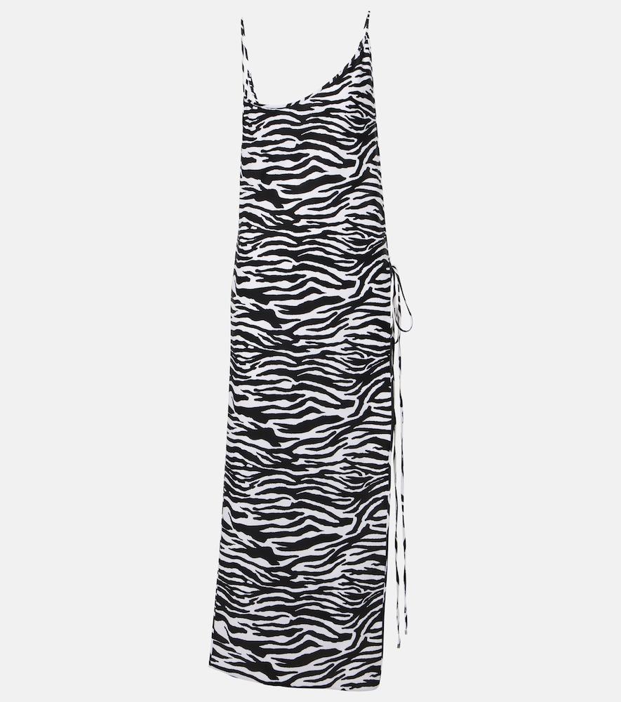 the attico zebra-print side-slit midi dress