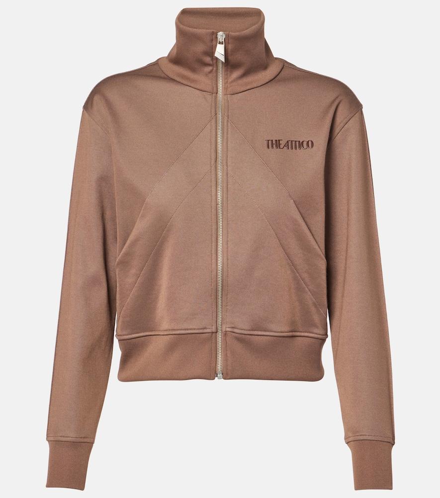 the attico zip-up cotton-blend fleece sweatshirt