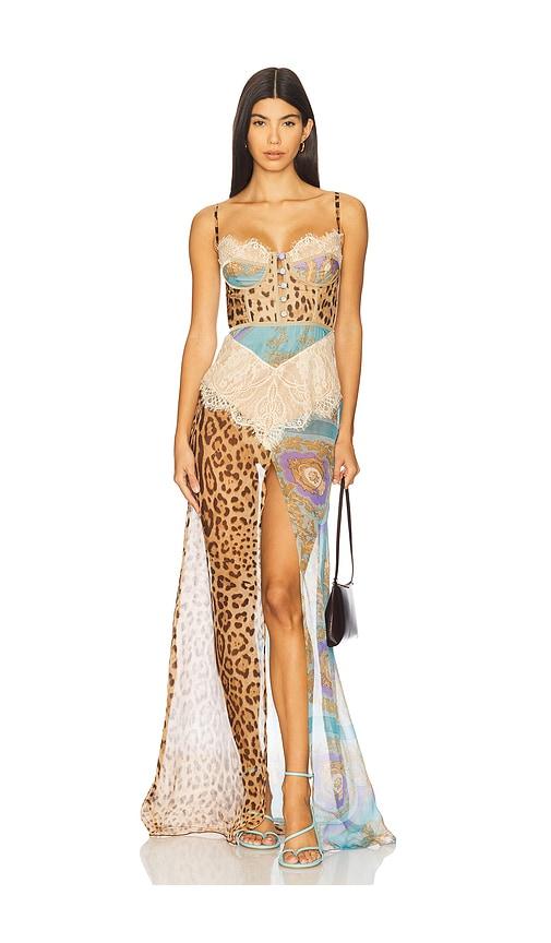 the dolls house dolce maxi dress in brown. - size s (also in xs)