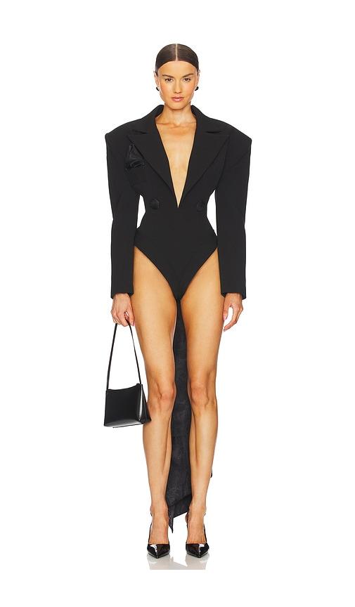 the dolls house rika bow romper in black. - size s (also in xs)