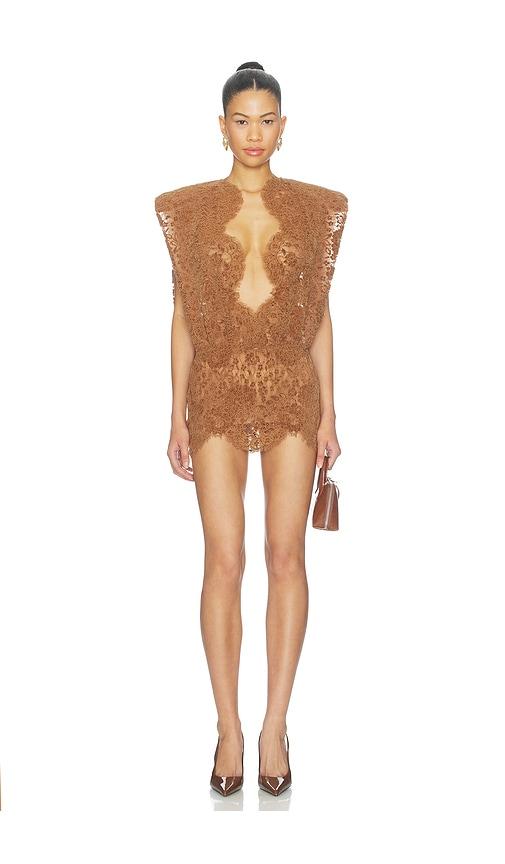 the dolls house samantha dress in brown. - size m (also in s)