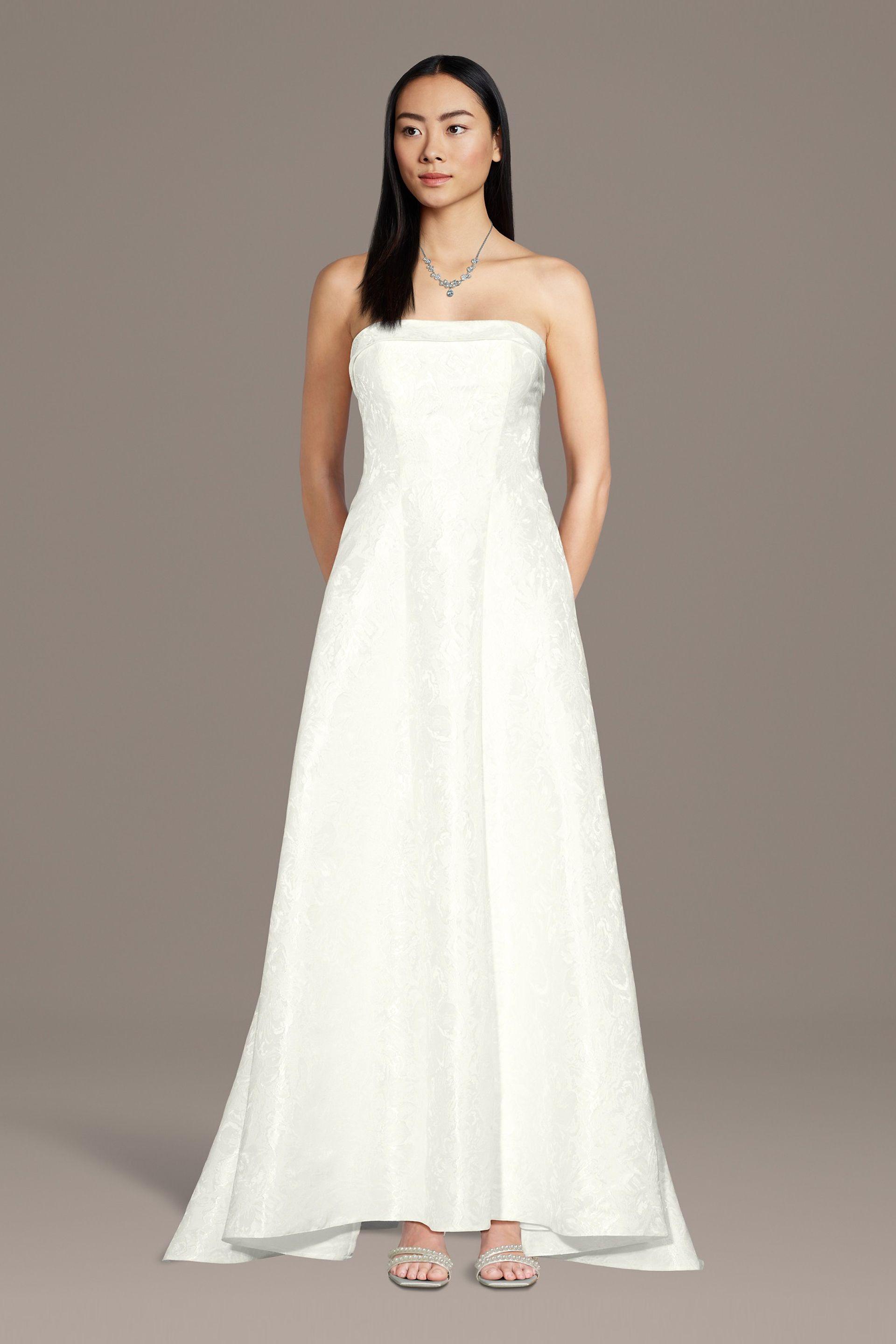 the edit by db studio strapless brocade a-line wedding dress in ivory size: 14 david's bridal