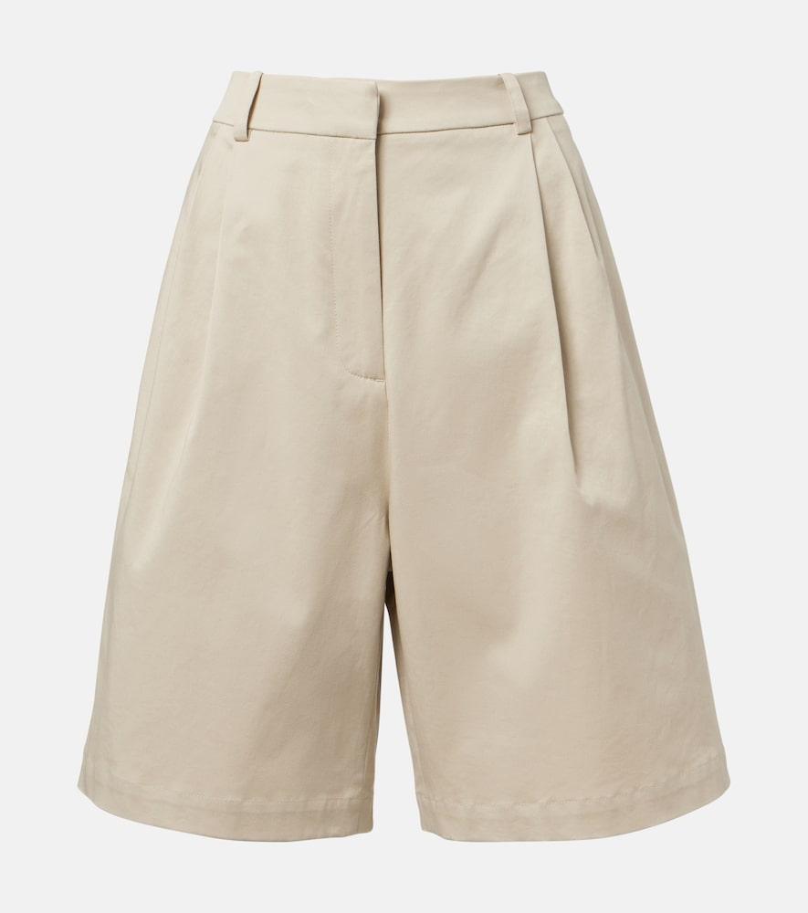 the frankie shop marfa pleated cotton bermuda shorts