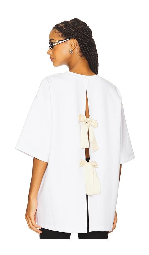 the garment tg bow tee in white.