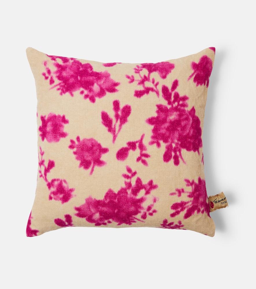 the house of lyria mirra floral linen canvas cushion