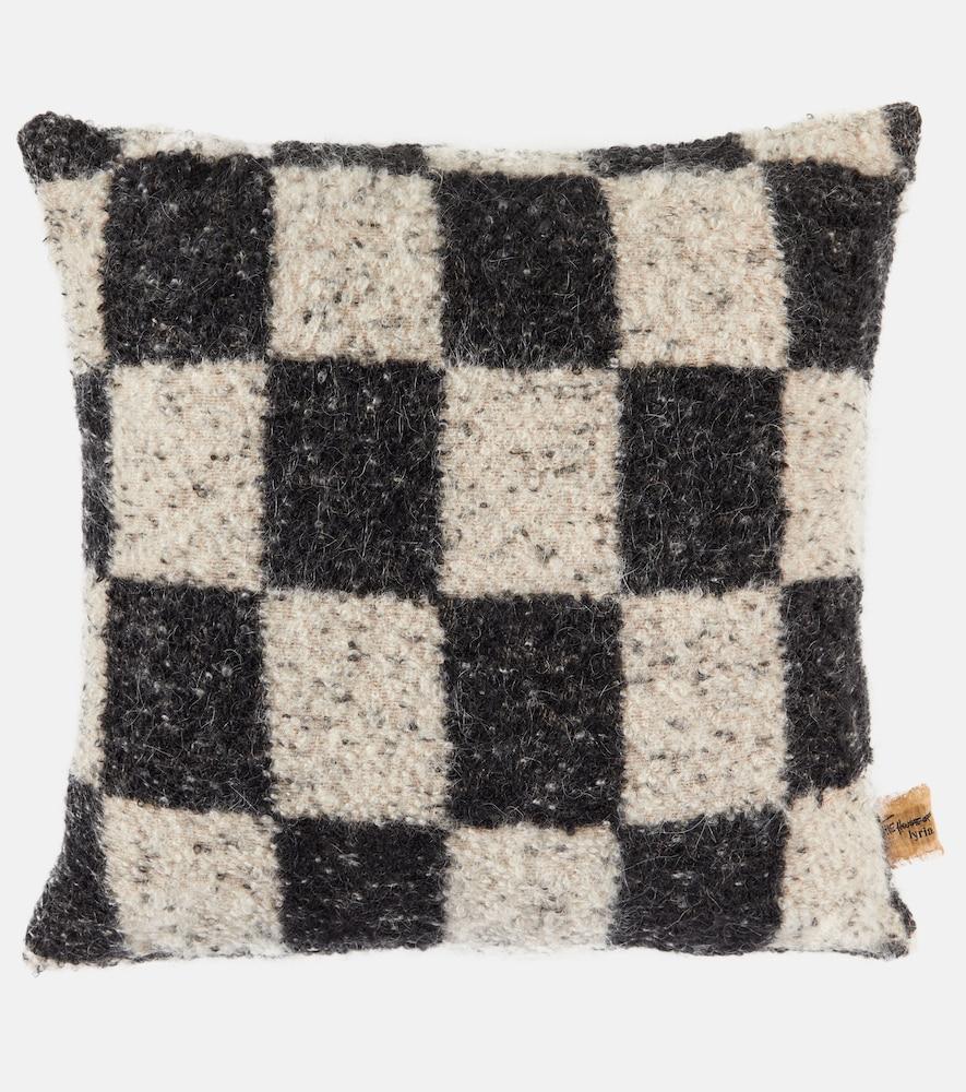 the house of lyria ronce checked wool-blend cushion