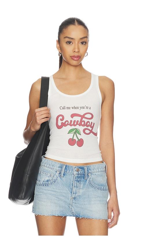 the laundry room call me cowboy rib tank top in white. - size l (also in s, xs, m, xl)