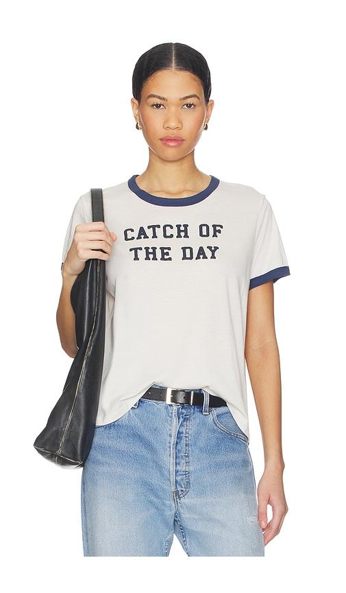 the laundry room catch of the day ringer tee in white. - size l (also in xs, s, m)