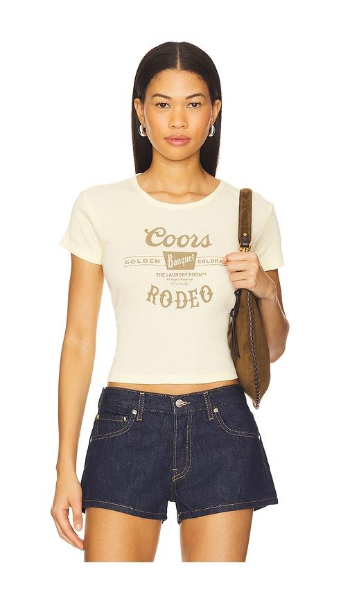 the laundry room coors banquet rodeo stamp baby tee in yellow. - size m (also in xl)