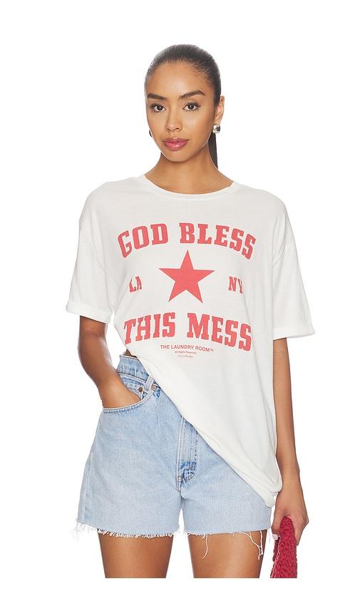 the laundry room god bless this mess oversized tee in white. - size m (also in s)