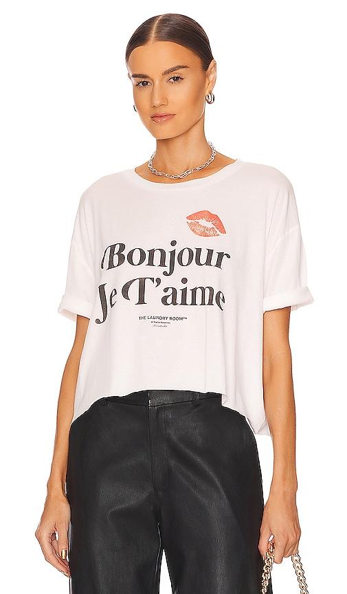 the laundry room je t'aime crop oversized tee in white. - size l (also in xl)