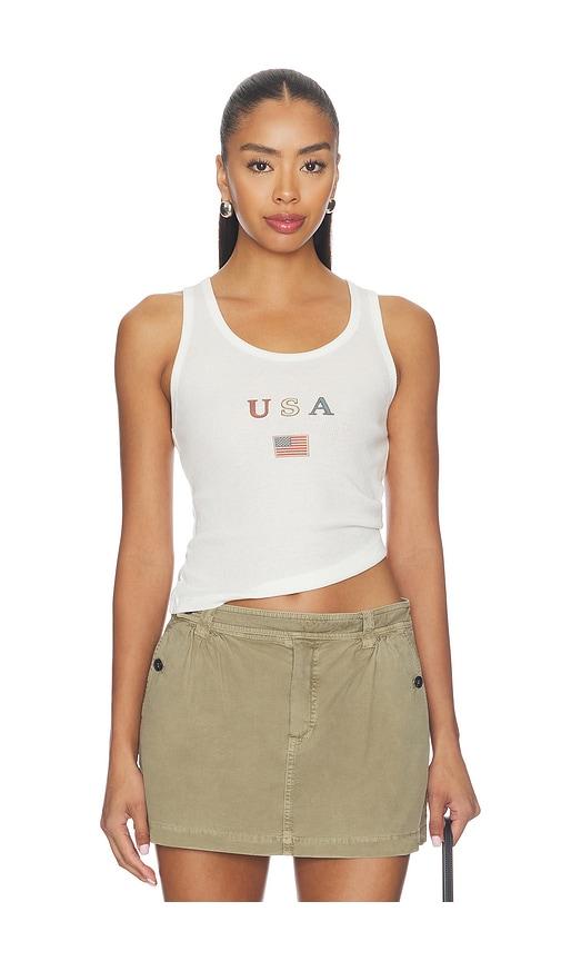 the laundry room lil usa flag rib tank in white. - size l (also in m, xl)