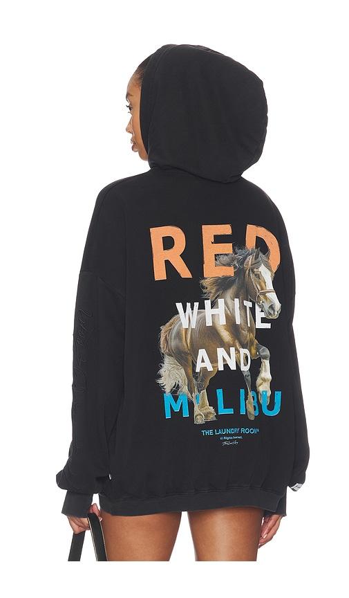 the laundry room red white and malibu hideout hoodie in black. - size l (also in xs, s, m, xl)