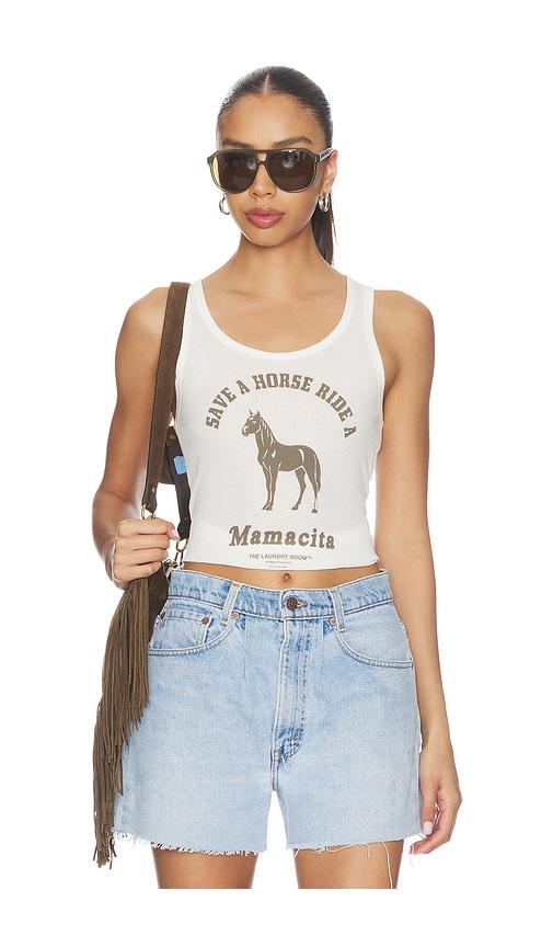 the laundry room ride a mamacita rib tank top in white. - size l (also in s, xs, m, xl)