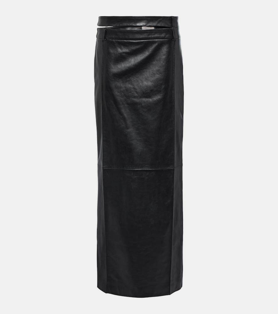 the mannei ararat low-rise leather maxi skirt
