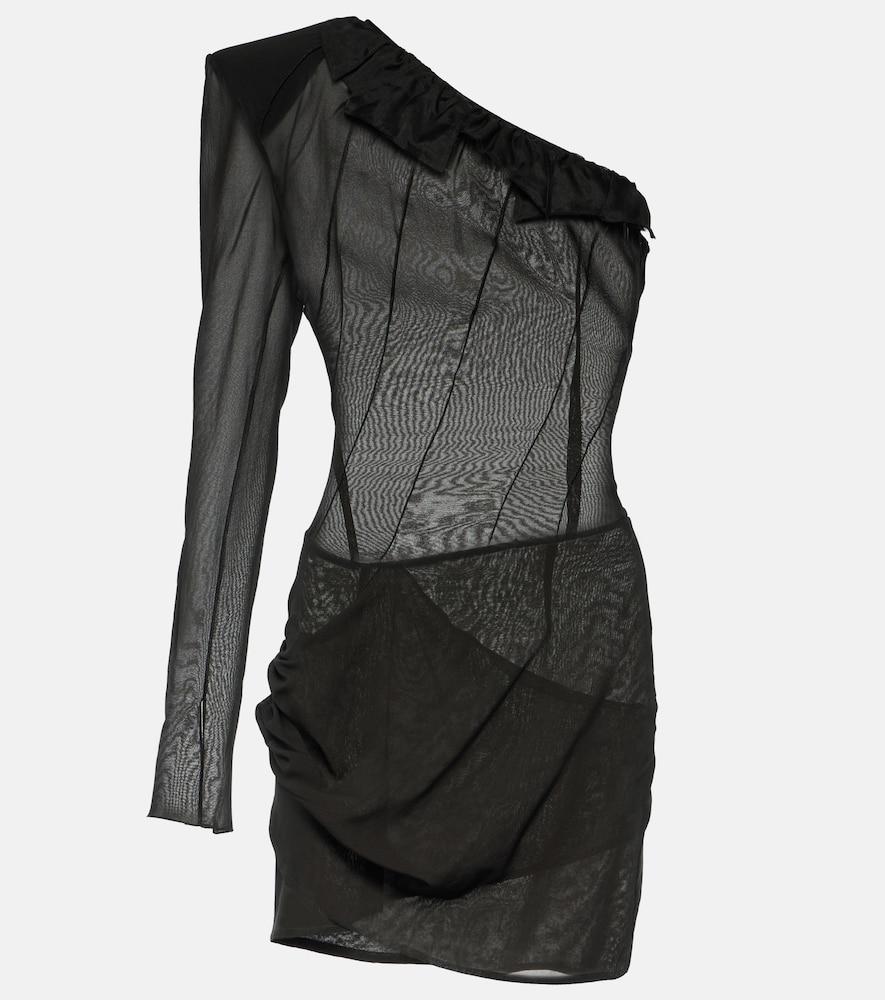 the mannei sofia one-shoulder silk-blend minidress