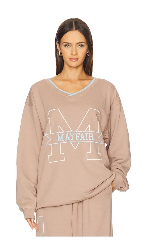 the mayfair group mayfair angels v neck sweatshirt in taupe. - size m/l (also in s/m, xs)