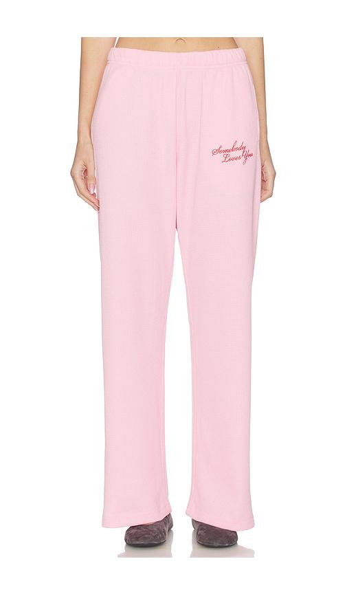 the mayfair group somebody love you wide leg sweatpants in pink. - size l/xl (also in m/l, xs)