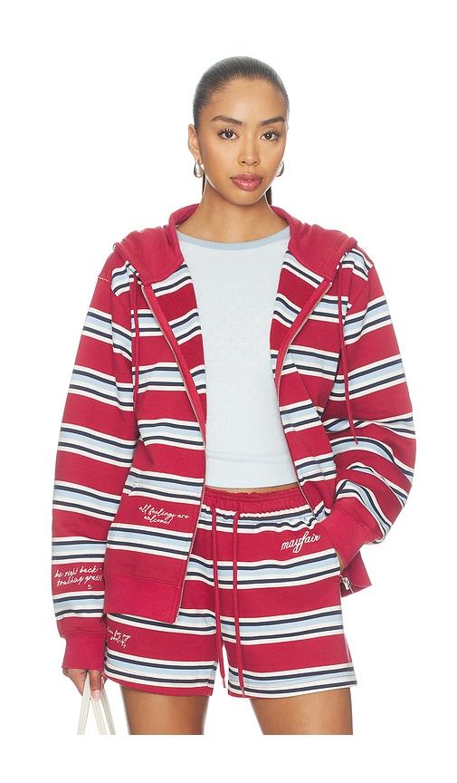 the mayfair group the mayfair striped hoodie in red. - size l/xl (also in xs, s/m)