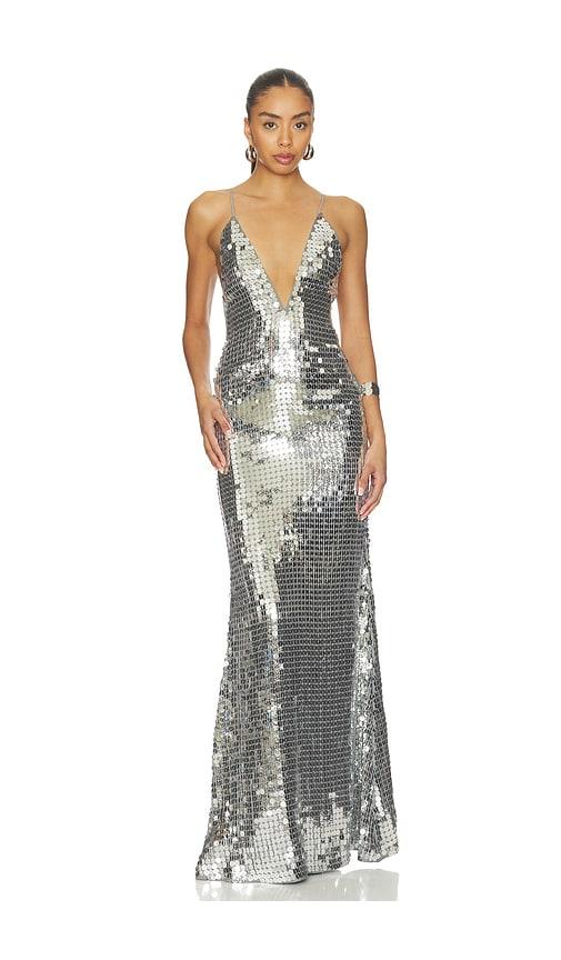 the new arrivals by ilkyaz ozel claudie dress in metallic silver. - size 34/2 (also in 40/8)