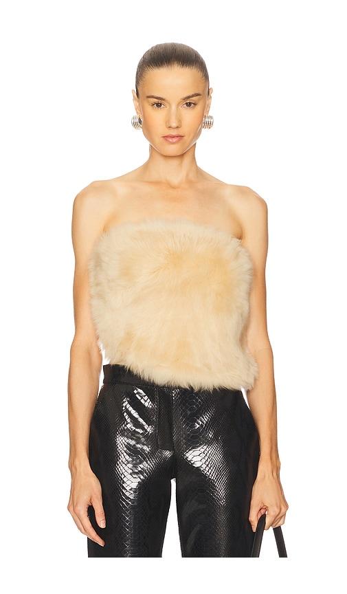 the new arrivals by ilkyaz ozel dogi shearling top in tan. - size 36/4 (also in 38/6, 40/8)
