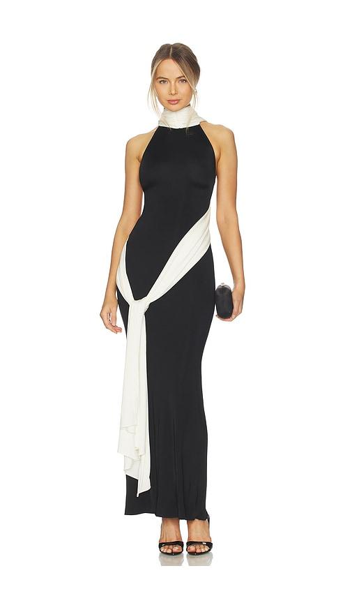 the new arrivals by ilkyaz ozel leia train dress in black,white. - size 36/2 (also in 38/4)