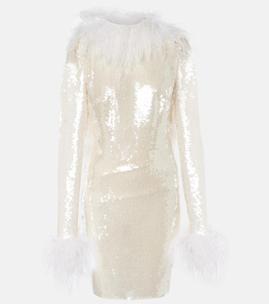 the new arrivals ilkyaz ozel feather-trimmed sequined minidress