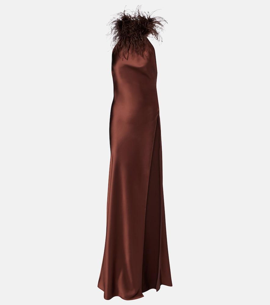 the new arrivals ilkyaz ozel jazzy embellished feather-trimmed gown