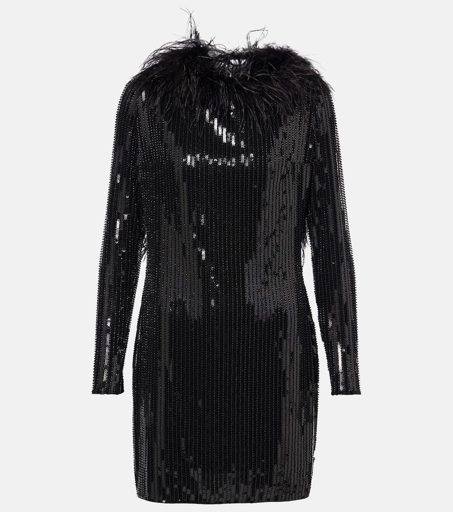 the new arrivals ilkyaz ozel juises feather-trimmed sequined minidress