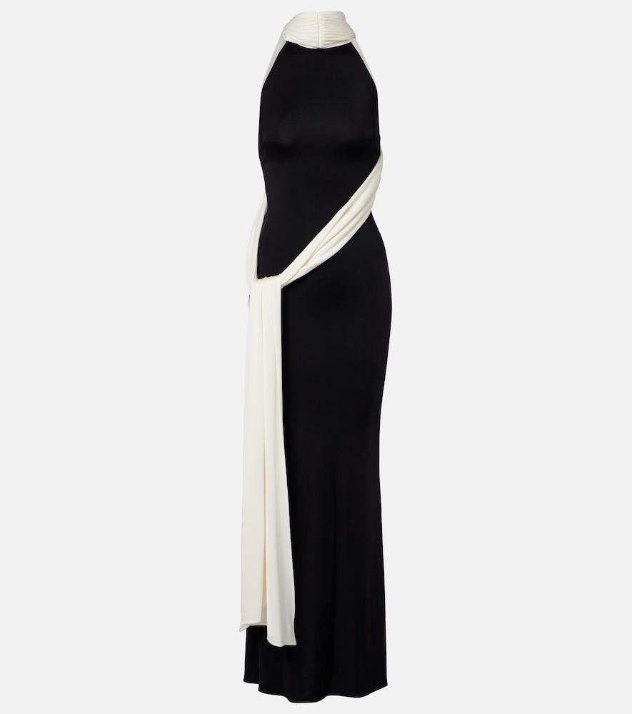 the new arrivals ilkyaz ozel leia scarf-detail halterneck gown
