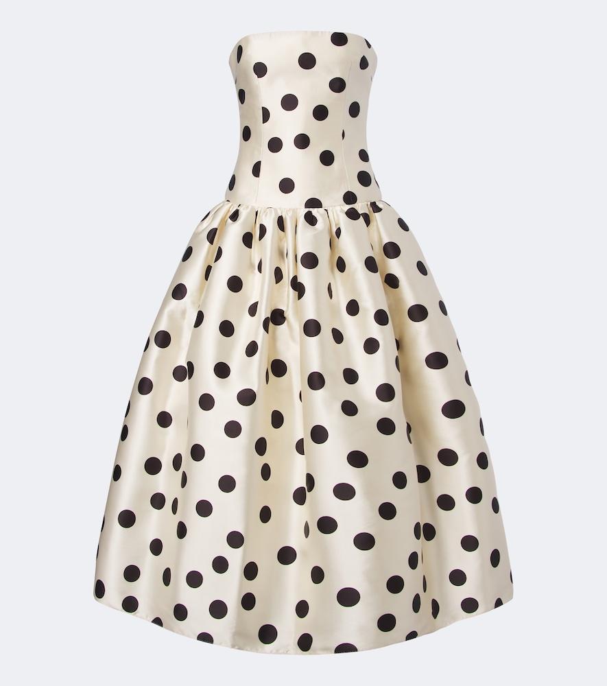 the new arrivals ilkyaz ozel leyla polka-dot satin bustier gown