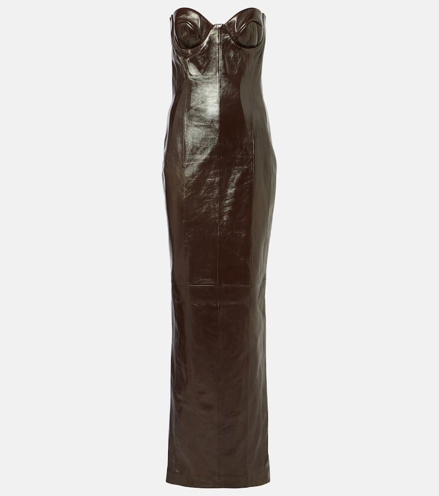 the new arrivals ilkyaz ozel rochelle leather bustier gown