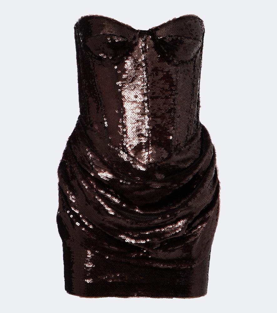 the new arrivals ilkyaz ozel sequined draped corset dress