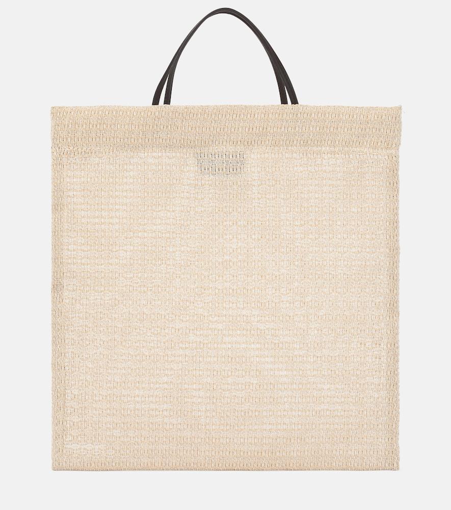 the row barn mini leather-trimmed tote bag