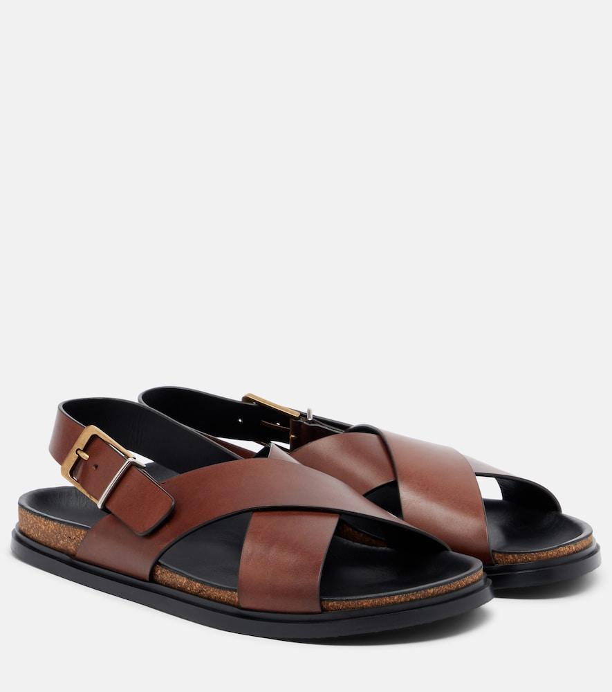 the row buckle leather sandals