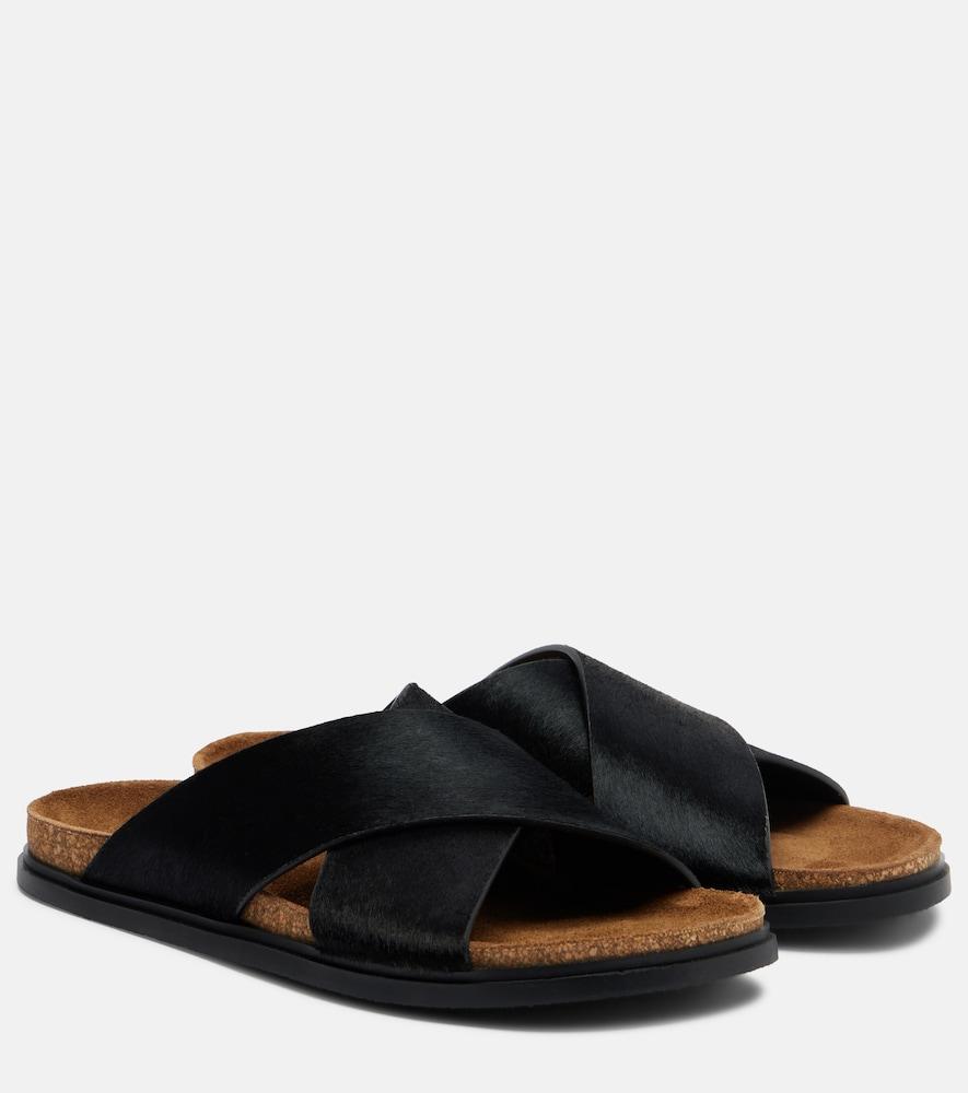 the row cross calf hair sandals