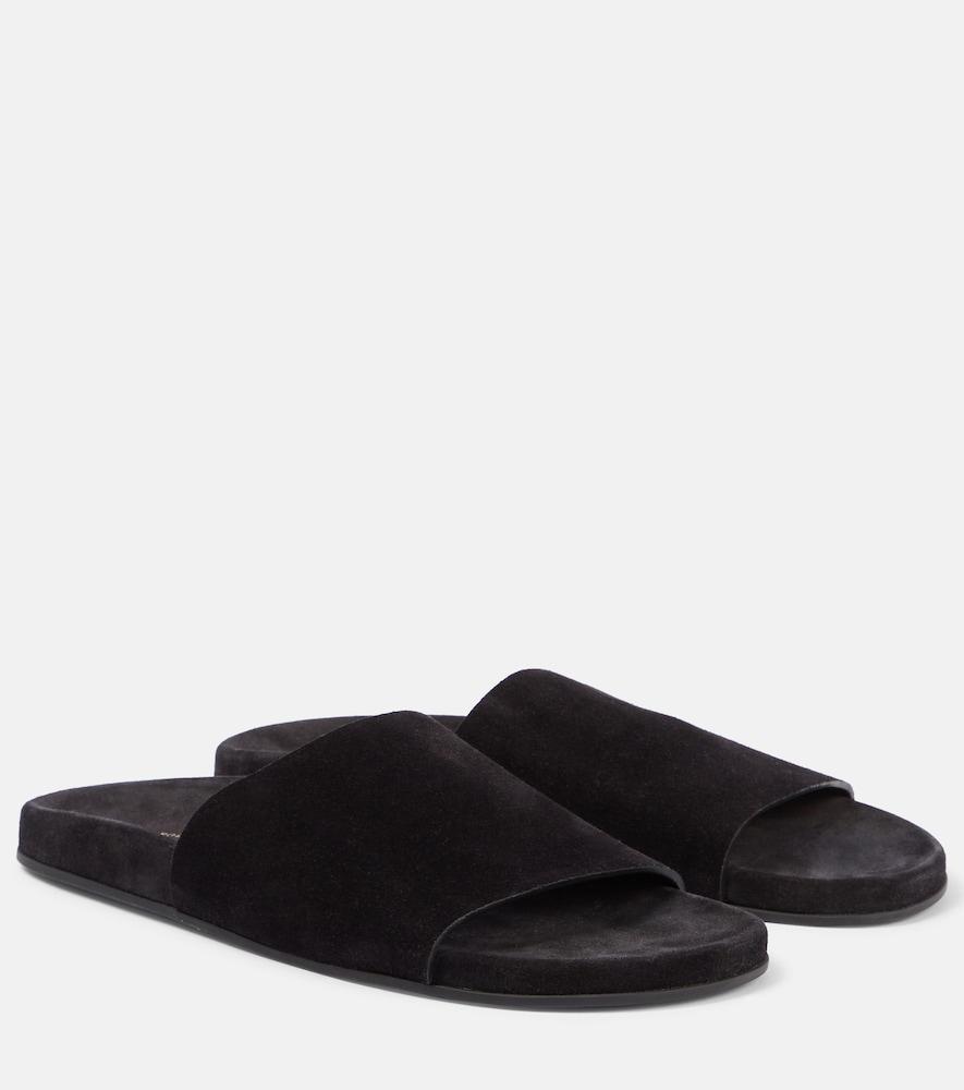 the row hugh suede slides
