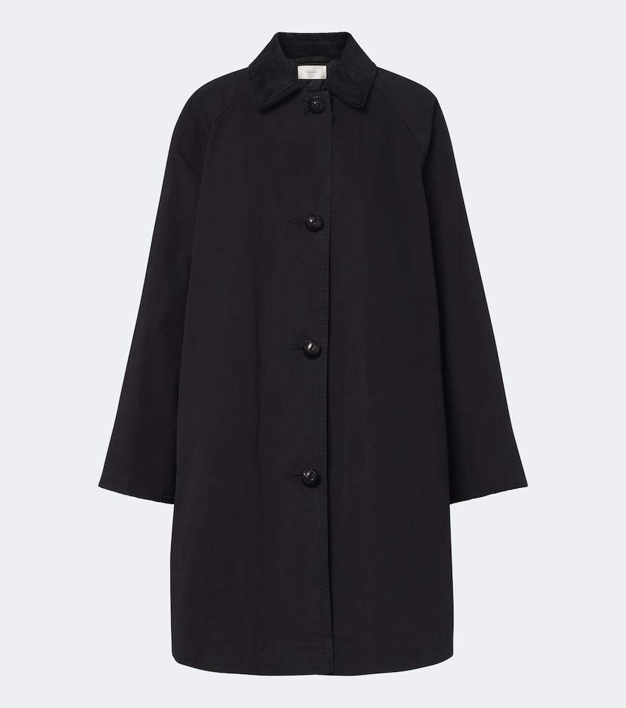 the row ina cotton gabardine coat
